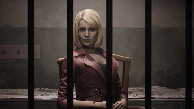 Silent Hill 2: Maria stares at the camera from behind bars.