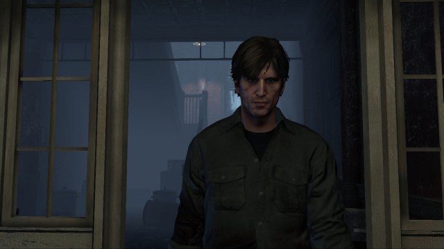 Silent Hill Downpour: a male character stands in an open doorway looking moody.