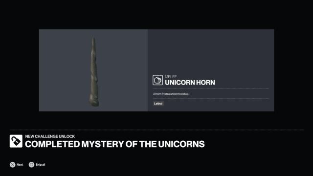 unicorn horn melee item in hitman world of assassination