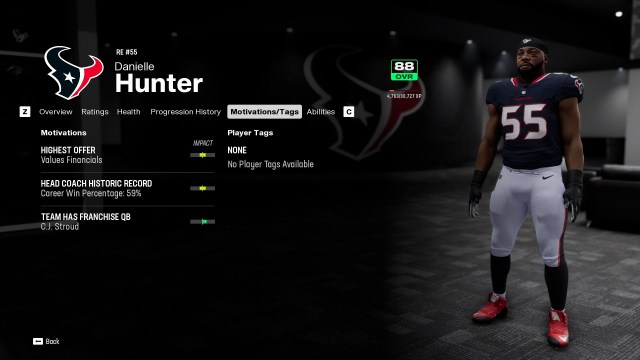 All player tags and motivations in Madden 25 franchise mode