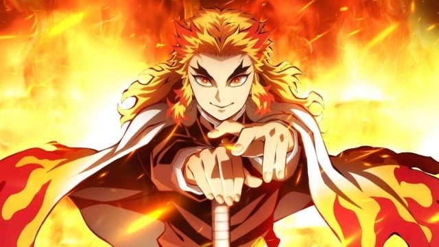 Kyojuro Rengoku, as shown in Demon Slayer.