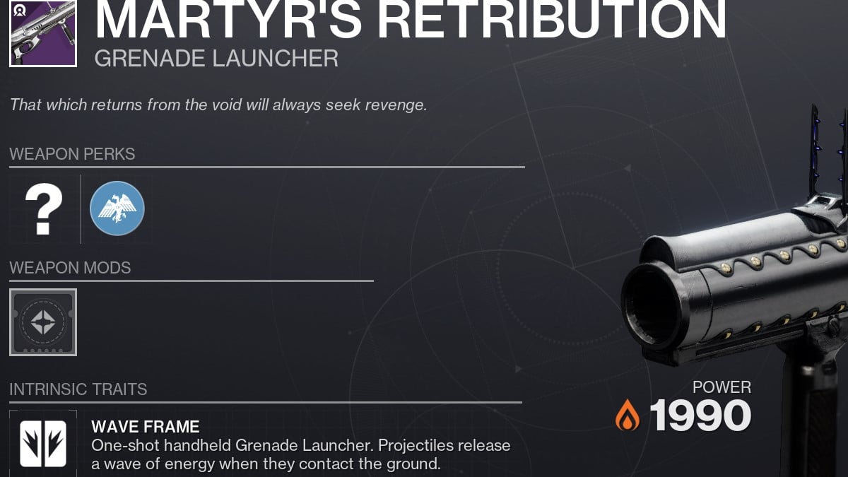 Destiny 2 Martyr's Retribution Intrinsic Trait and Description