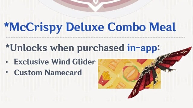 Genshin Impact x McDonald's wings and namecard rewards