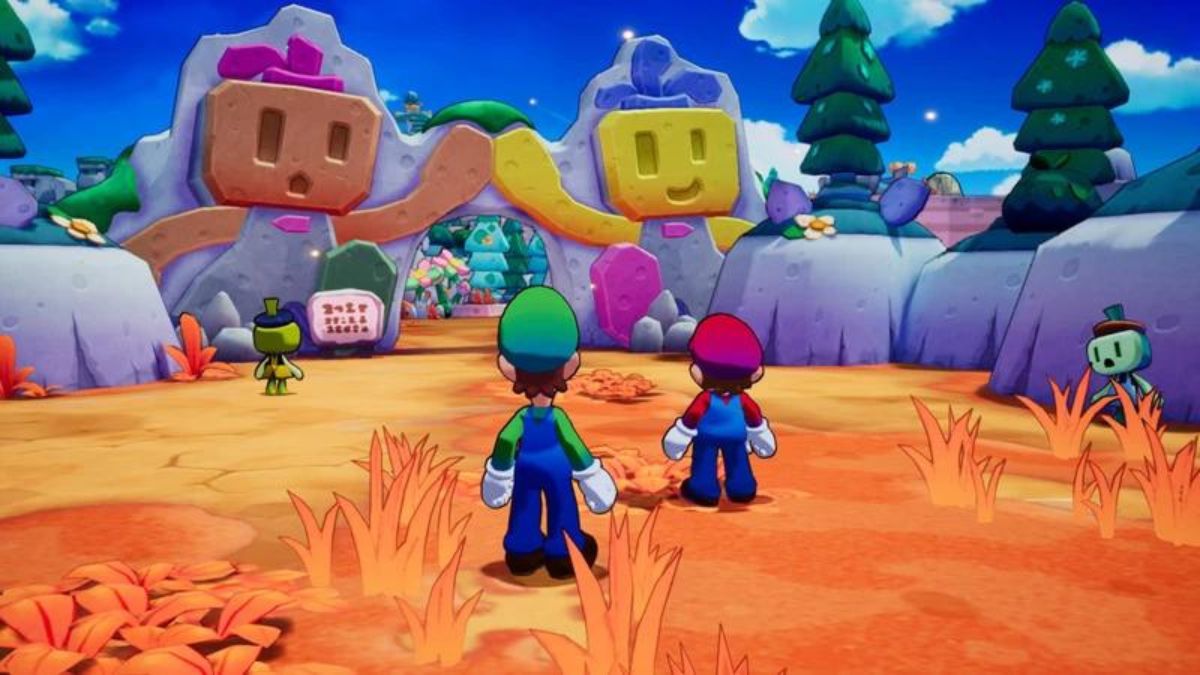 Mario & Luigi visiting Gran Gran Island in Mario & Luigi: Brothership