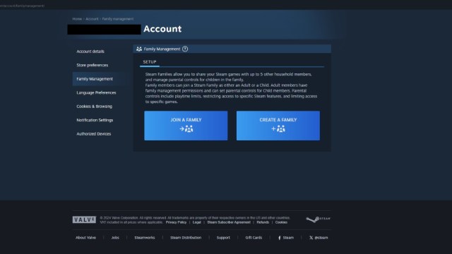 How to create and join a Steam Family