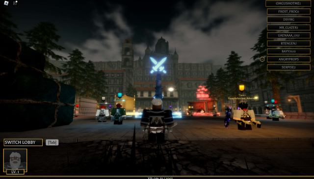 A screenshot of a lobby in Attack On Titan Revolution.