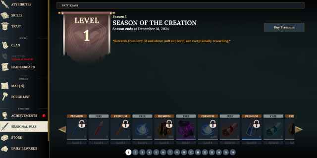 A screenshot of Season 1 Pass in Devas of Creation.