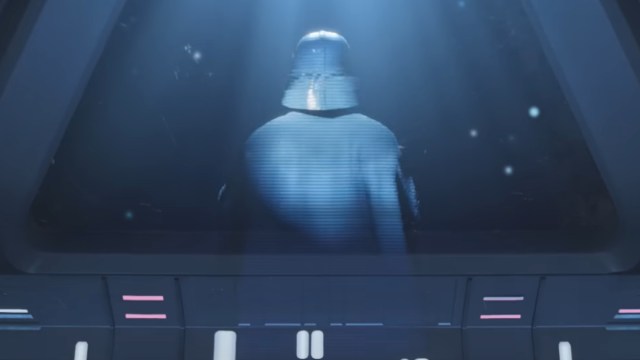 An hologram image of Darth Vader in Star Wars Outlaws.