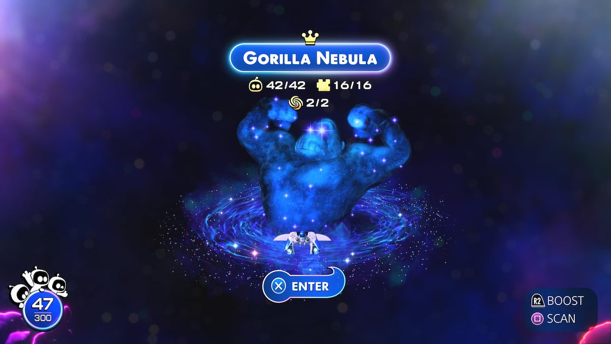 Все локации ботов Gorilla Nebula в Astro Bot