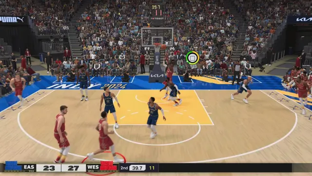 LeBron ready to score with a alley-oop in NBA 2K25. 