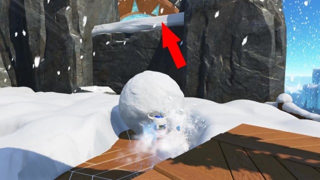 Astro Bot - Frozen Meal Lost Galaxy exit unlock - grow the snowball to reach the ledge