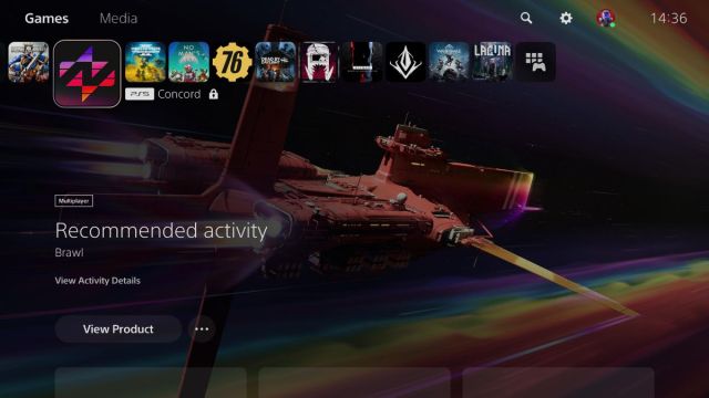 concord playstation homescreen