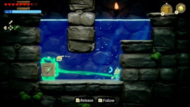 Reverse-bind onto the floating Echo to get out of the currents in Zelda: Echoes of Wisdom