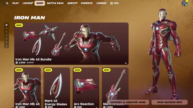 Fortnite Iron Man shop