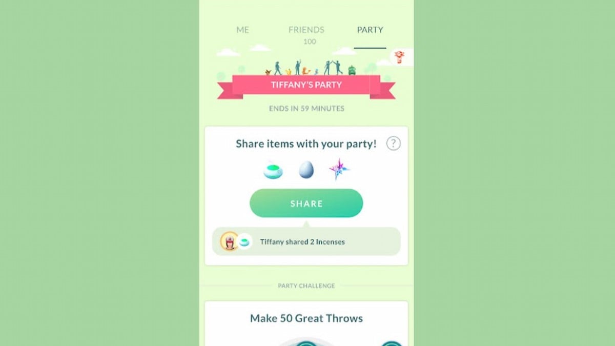 Cómo compartir elementos con Pokémon Go: Party Share