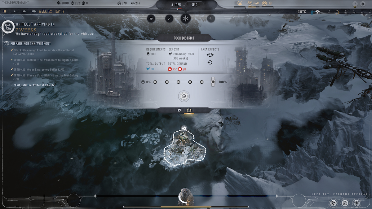 How to stockpile food for the Whiteout in Frostpunk 2