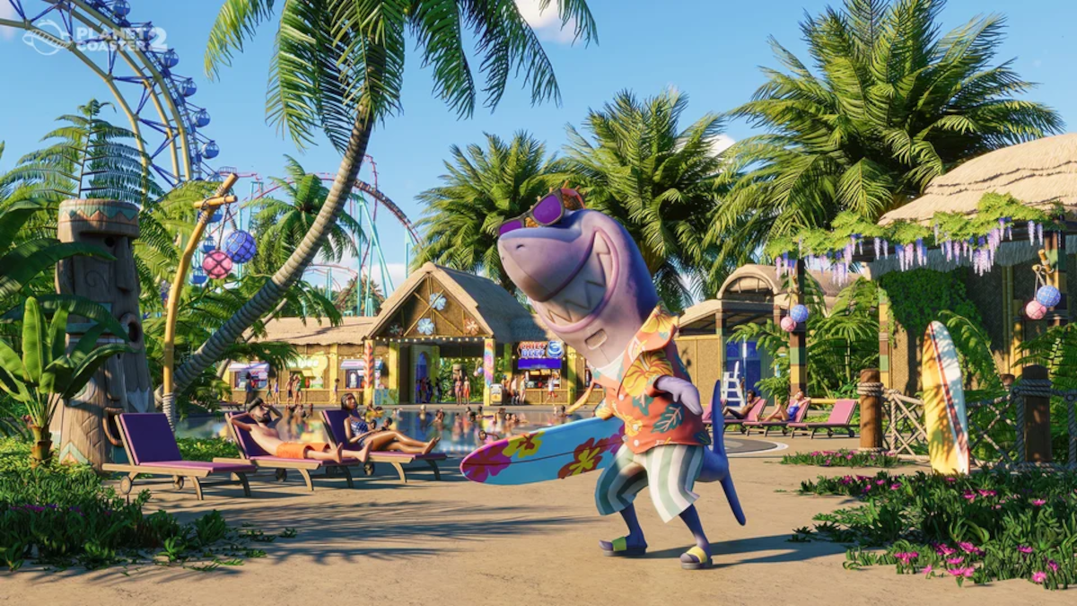 Shark mascot in Planet Coaster 2