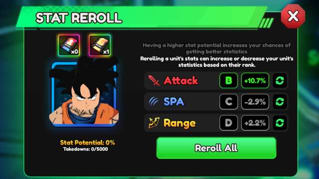 Anime Vanguards stat reroll