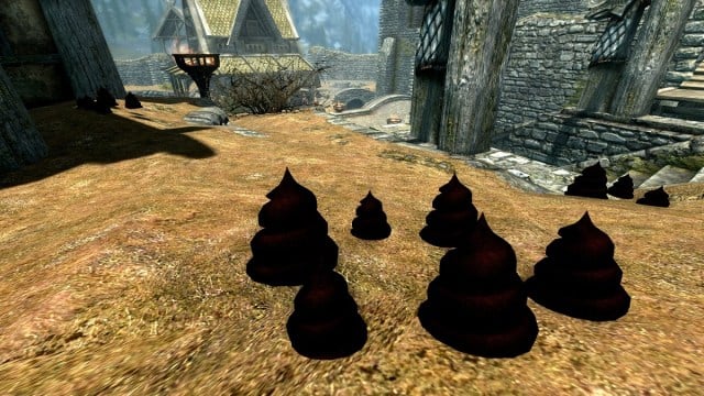 Here’s a Skyrim mod that replaces vegetation with poop, because why not at this stage?