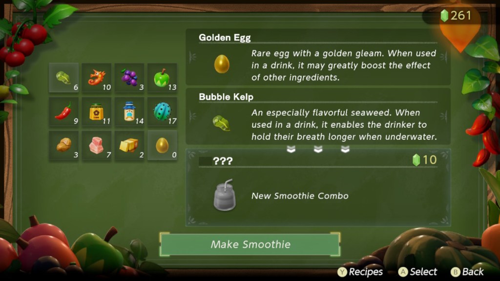 Zelda Echoes of Wisdom: All Smoothie recipes and their effects