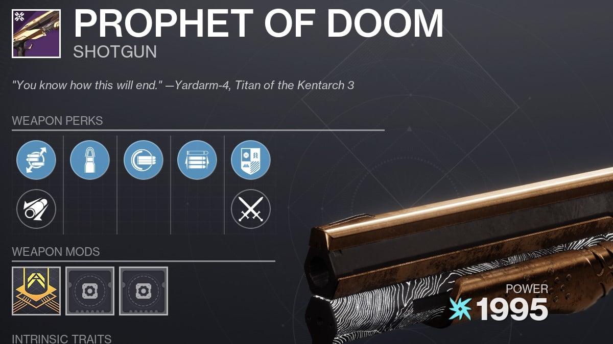 Destiny 2 Prophet of Doom God Roll: mejores ventajas y accesorios