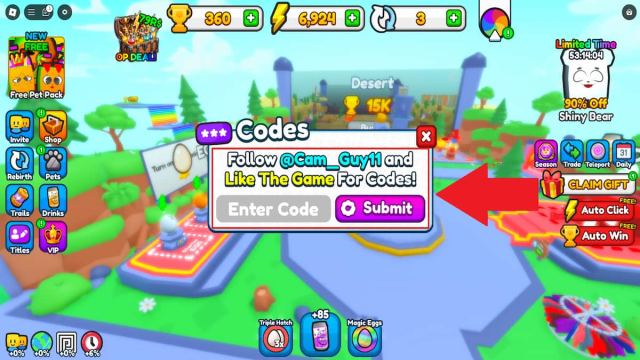 Energy Drink Simulator Code Redemption Menu