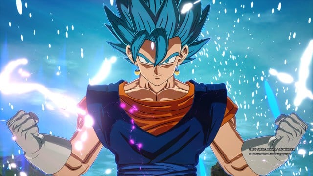 Vegito Blue, as shown in Dragon Ball Sparking Zero.