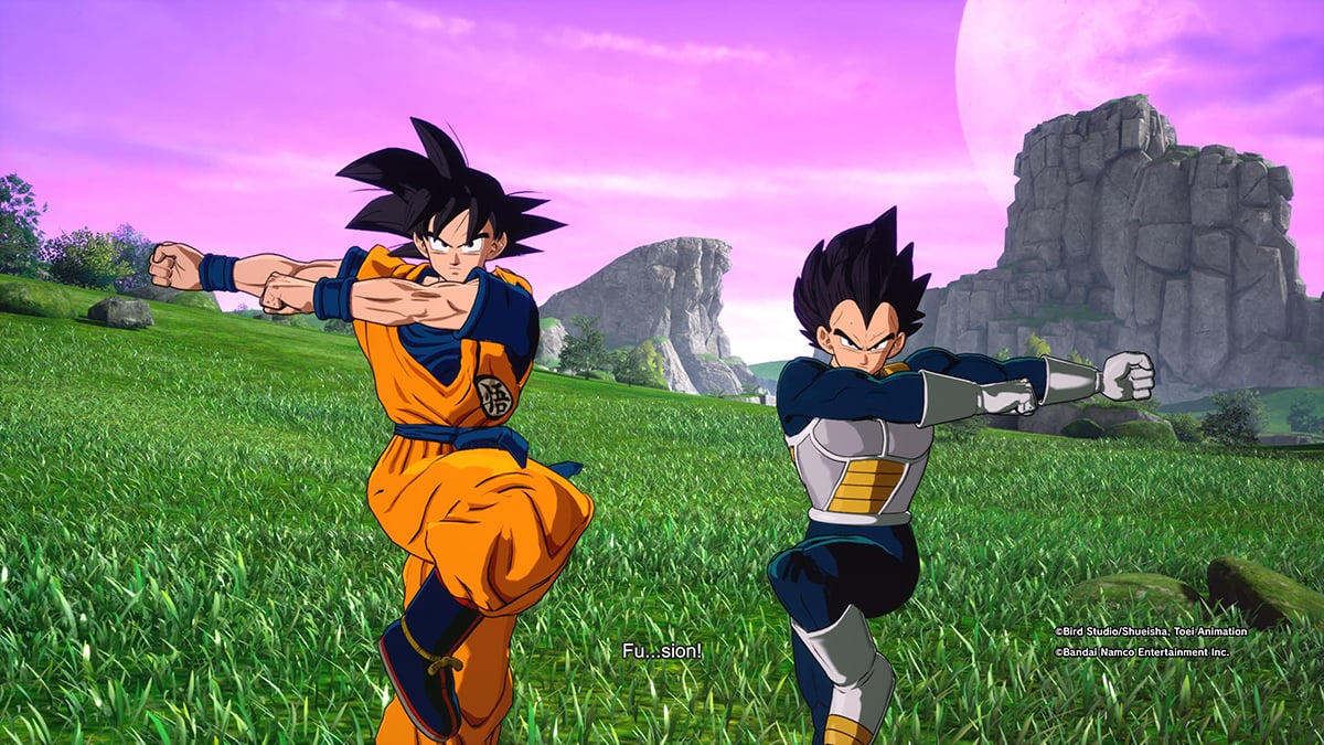 Goku and Vegeta perform the fusion dance in Dragon Ball Sparking Zero.