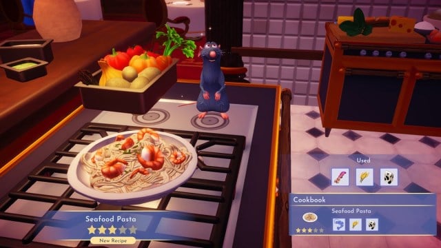 Seafood Pasta can be made with Squid in Disney Dreamlight Valley