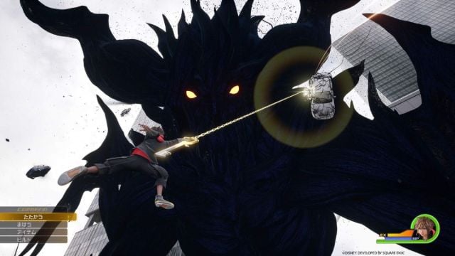 Sora fighting a Darkside in Kingdom Hearts 4.