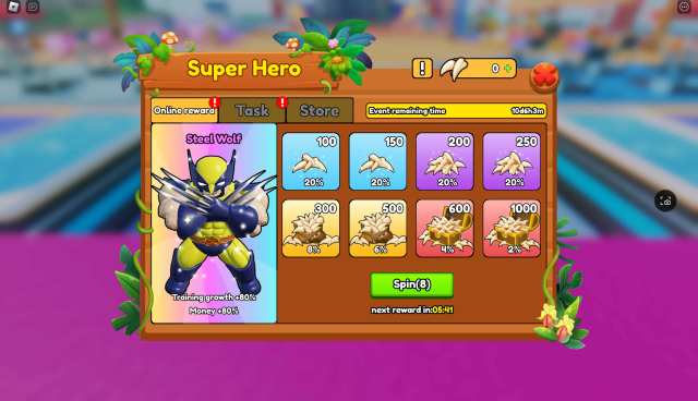 A screenshot of Super Hero Event in Triathlon Star Simulator.