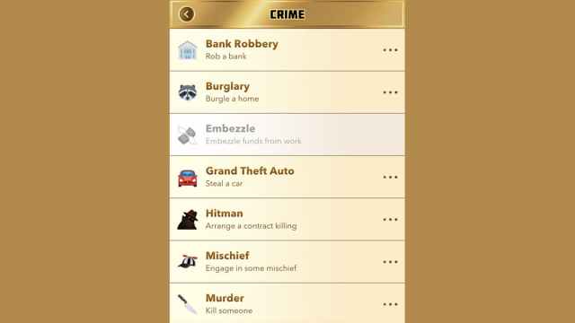 BitLife hitman in crime menu