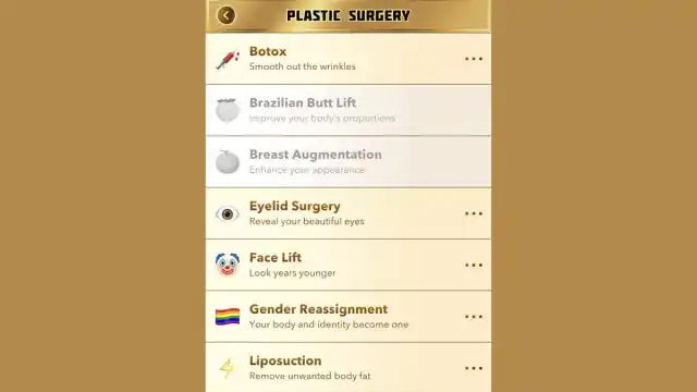 BitLife plastic surgery menu for Fairest in the Land challenge