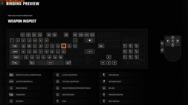 COD Black Ops 6 weapon inspect keybind