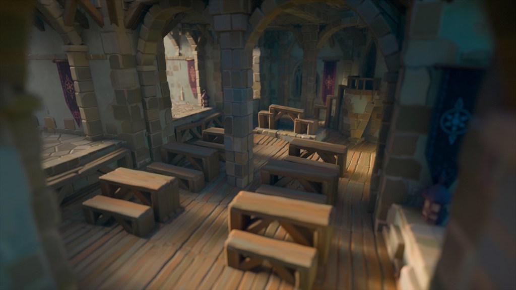 The Defence Against the Dark Arts classroom made in Tiny Glade by Scribblecloud