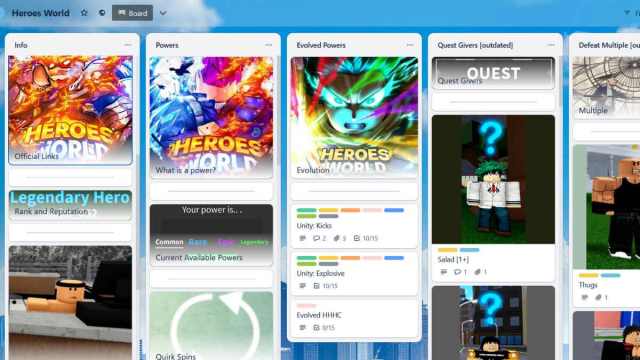 Roblox Heroes World Trello board