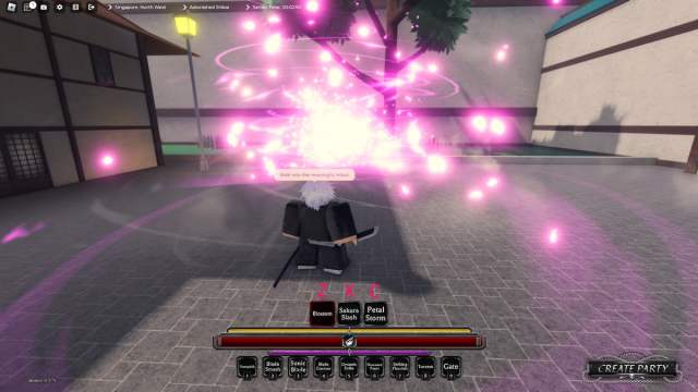 Player using a flower Shikai move in Paradox Roblox experience