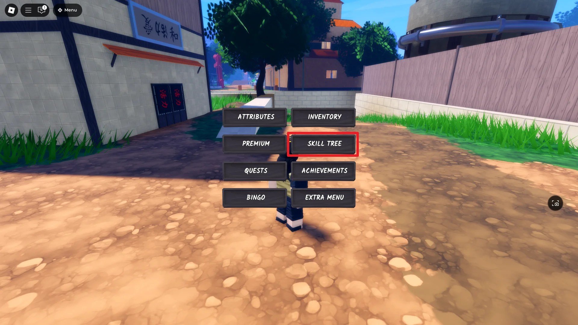 Preview of the in game menu in Ninja Time Roblox experience