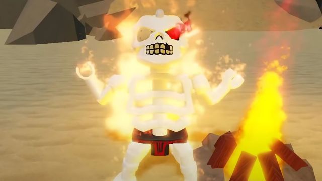 Skeleton race player in Ninjitsu Master of Elements Roblox experience