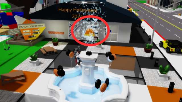 Brookhaven hard mode candy corn in the fountain