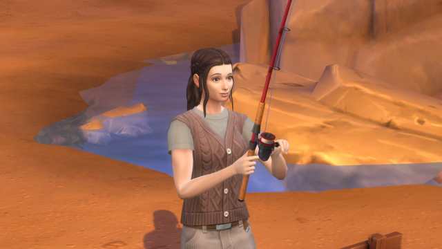 The Sims 4 character fishing