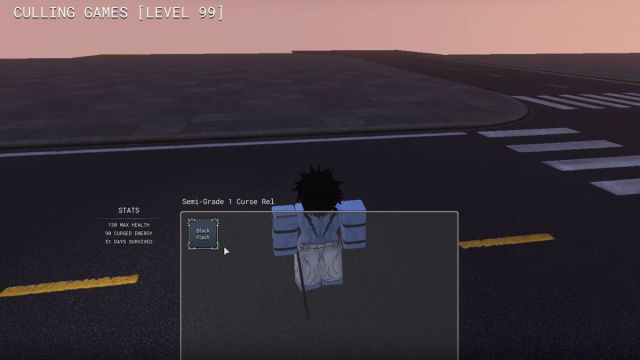 Black Flash placement in inventory in Sorcery Roblox