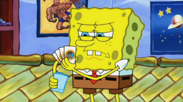 SpongeBob with some cards