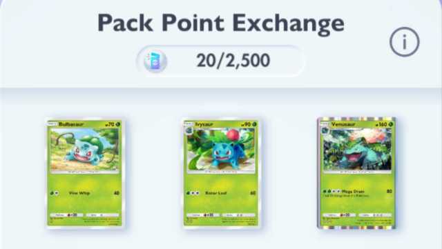 Exchange points for specific cards in Pokémon TCG Pocket