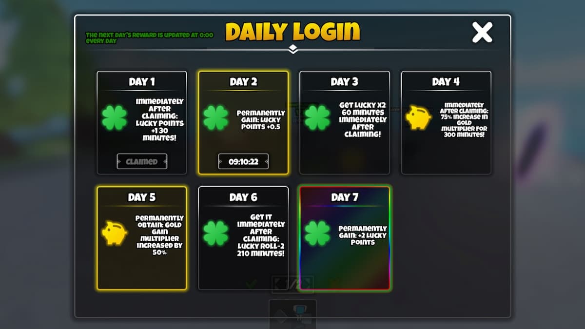 Toilet Defense RNG Daily Login menu.