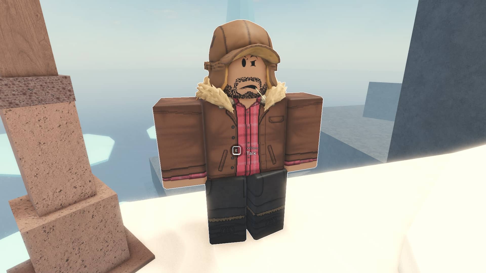 Wilson NPC map location on Snowcap Island in the Fisch Roblox experience