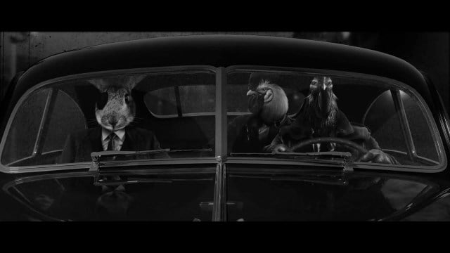 Chicken Police Into the Hive Lewis Sonny and Marty in a car.