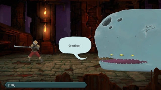 A gameplay screenshot from Slay the Spire featuring the giant whale.