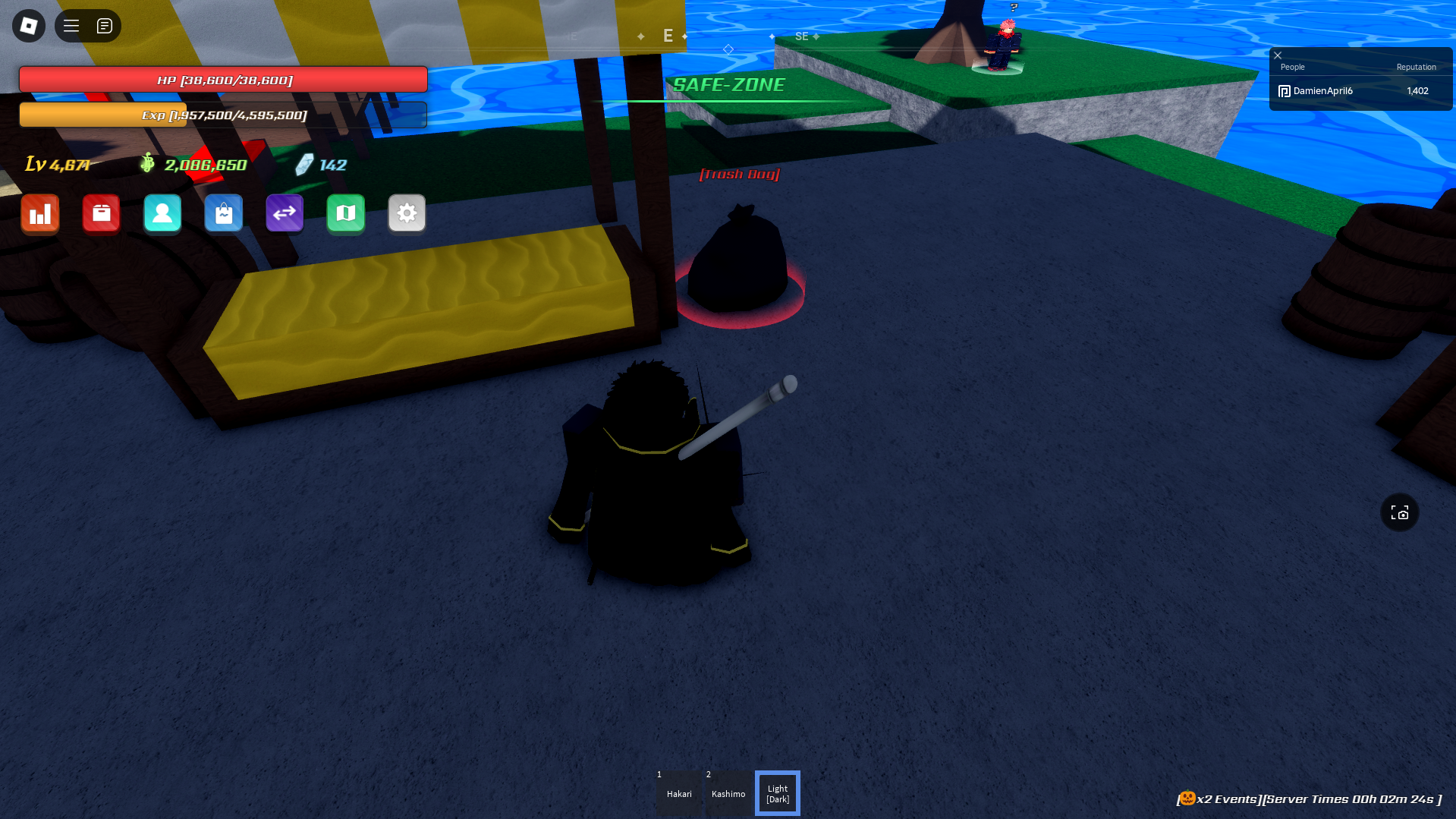 Player discarding fruits in Verse Piece Roblox