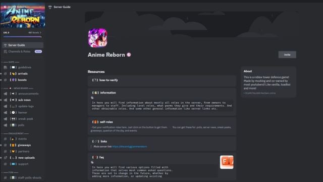 Roblox Anime Reborn Discord server link